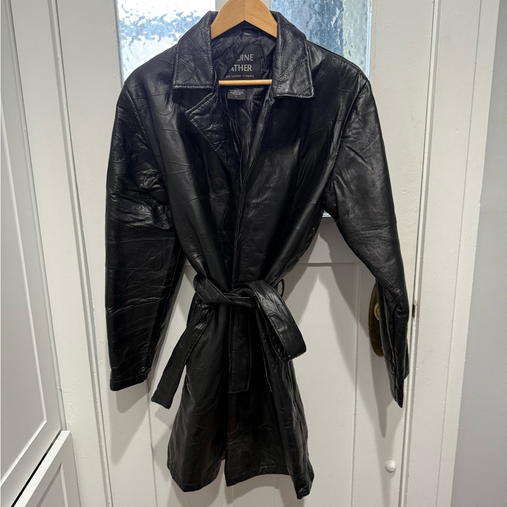 Genuine Leather Trench Jacket